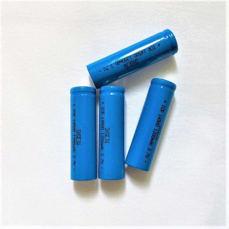 4Pcs SHSEJA 14500 Battery 3.7 V 1200mAh li-ion Battery ICR14500 3.7 Volt AA Rechargeable Battery Baterias For LED Flashlight