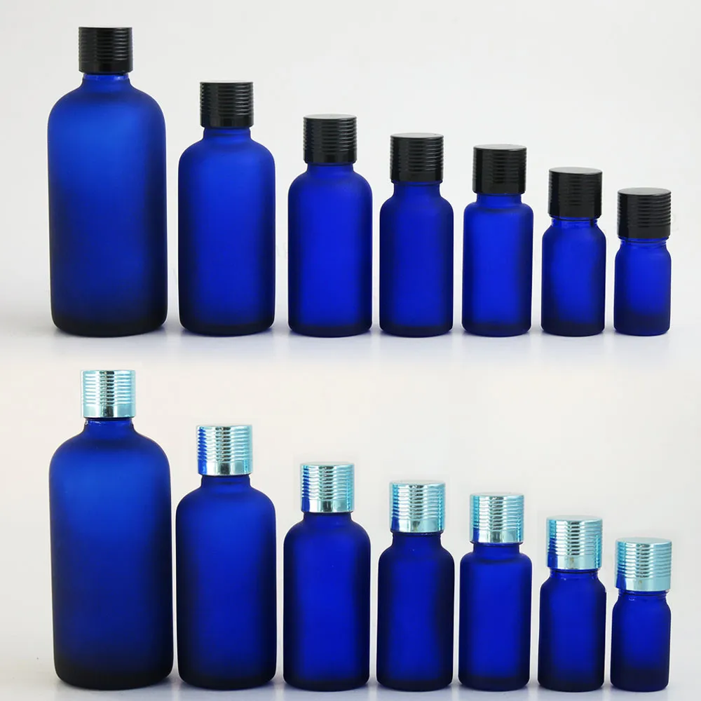 12 x promoção garrafa de óleo essencial azul gelo frascos tampas de alumínio 100ml 50ml 30ml 20ml 15ml 10ml 5ml