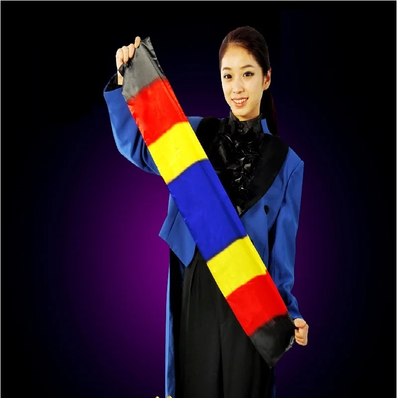 

Changing Color Scarf Black To Rainbow Silk Colorful Scarves Magic Tricks Magia Props Funny Stage Close Up Magie Toys Free Ship