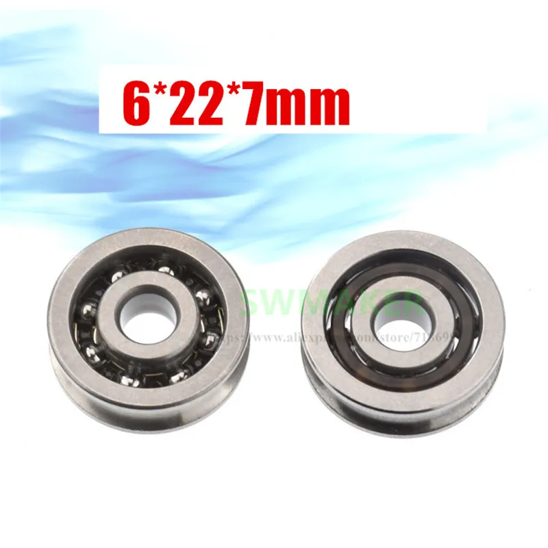 SWMAKER 1pcs 6*22*7mm U groove bearing wheel, metal wheel, high speed no lid smooth slide, 5mm wire rope over line lifting wheel