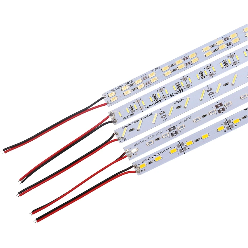 10pcs 12V LED Strip Auminum Bar Light Rigid 7020 4014 5630 SMD 50cm 36leds 72leds Cold White Hard Led Strip Lights