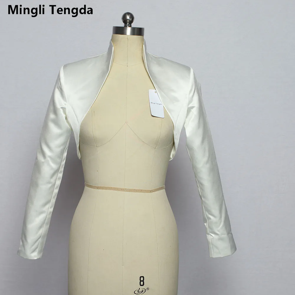 Mingli Tengda Stain Green Wedding Bolero okłady narzutka ślubna Cape Mariage długie rękawy Bolerko ślubne narzutka Bolerko Damskie