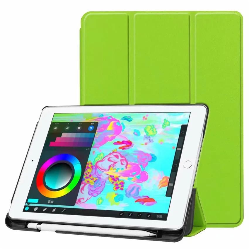 

Case for iPad 9.7 2018 2017 A1822 A1893 Tablet Funda Magnetic Smart PU Leather Cover With Pencil Holder Slot for ipad air 1 2