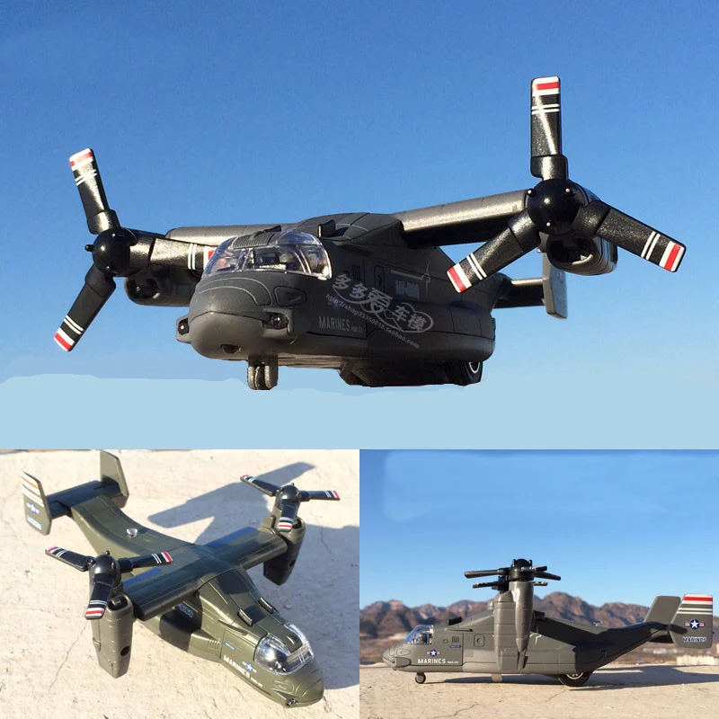 

High simulation 1:64 alloy plane model metal V22 Osprey transport aircraft pull back flashing musical kids toy