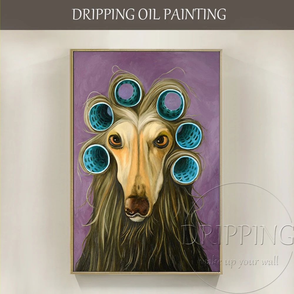 

Artist Hand-painted High Quality Modern Animal Dog Afghan Hound Painting Canvas Afghan Hound Dog Oil Painting for Living Room