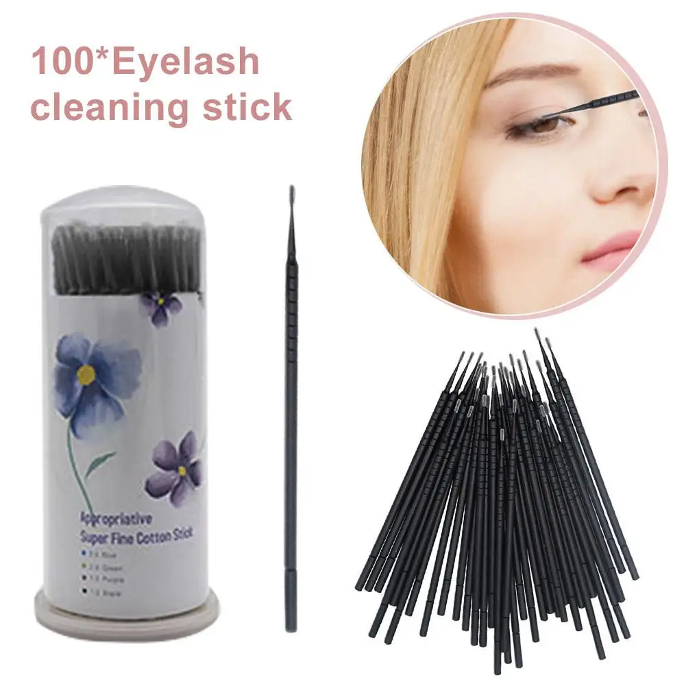 100PCS Disposable Eyelash Cleaning Makeup Cotton Swabs Microbrushes For Eyelash Grafting Extension Tools Makeup Eyelashes Remove