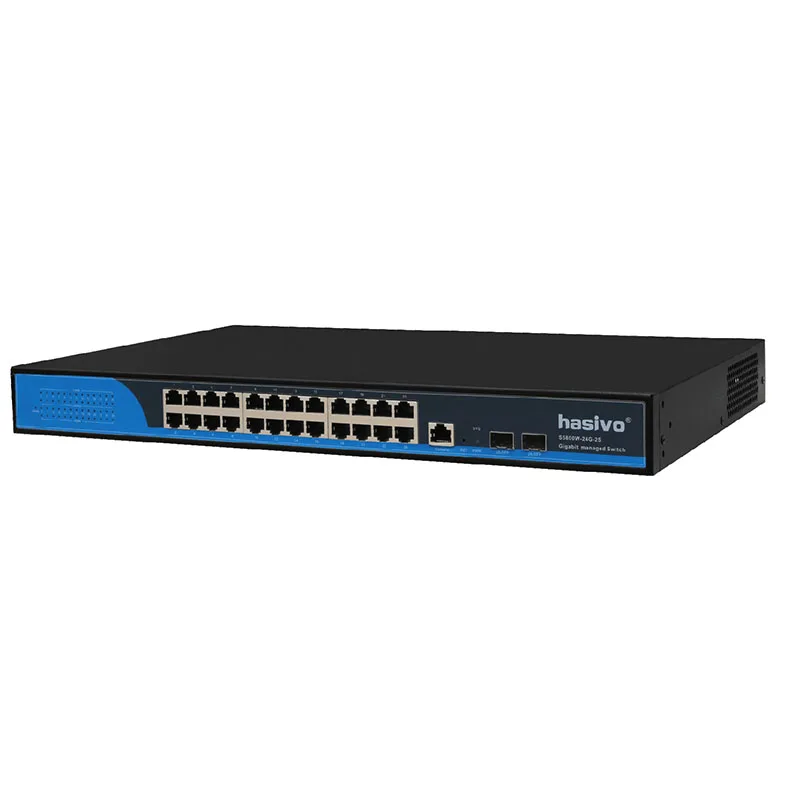 24 RJ45 10M/100M/1000M & 2 Optical port Managed Switch  30 watts AC100-240V 50/60HZ