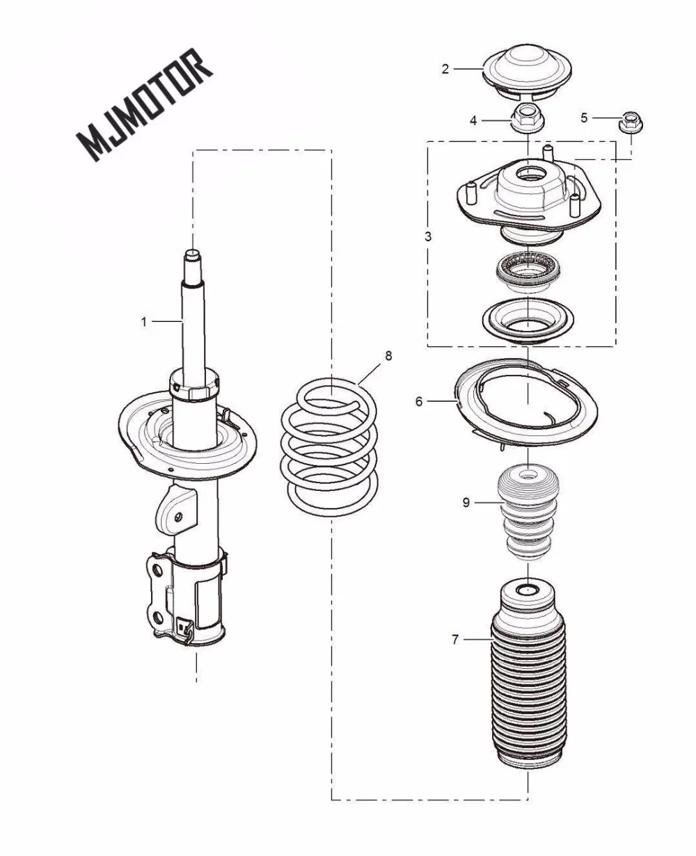 

Shock absorber Front assy. with dust cover and spring for SAIC ROEWE 350 MG3 MG5 Autocar motor part 50016035 / 50016055