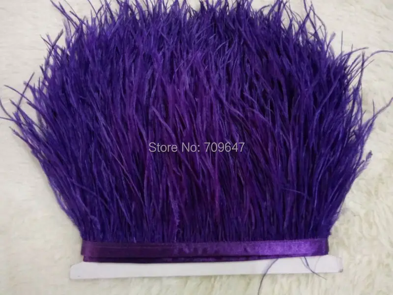 

Purple Ostrich Feathers, 10 yards/lot - PURPLE Ostrich Fringe Trim on Satin Header 5-6"12-15cm in width,feder