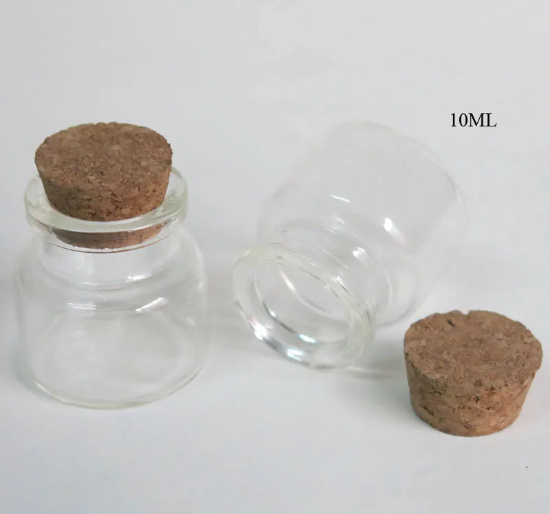 1000pcs10ml Empty Clear Vial Wishing Bottles 10cc 1/3oz GlassBottle with  Cork Storage Bottle Jars Lucky Container 30*30*17mm