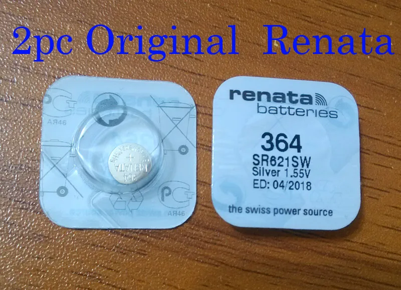 2Xrenata Silver Oxide Watch Battery 364 SR621SW 621 1.55V 100% original brand renata 364 renata 621 battery