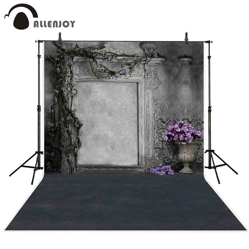 

Allenjoy photography photo background gray vintage wall flower indoor backdrop photocall photophone photozone studio prop