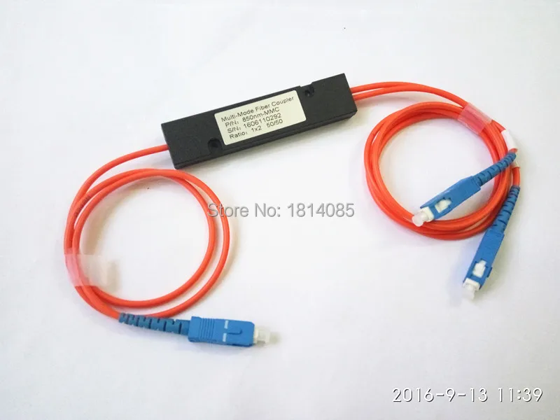 

850nm 62.5/125 MM 50/50 Coupling Ratio SC/PC 1x2 FBT Coupler 1*2 FBT Multimode Fiber Optic Splitter