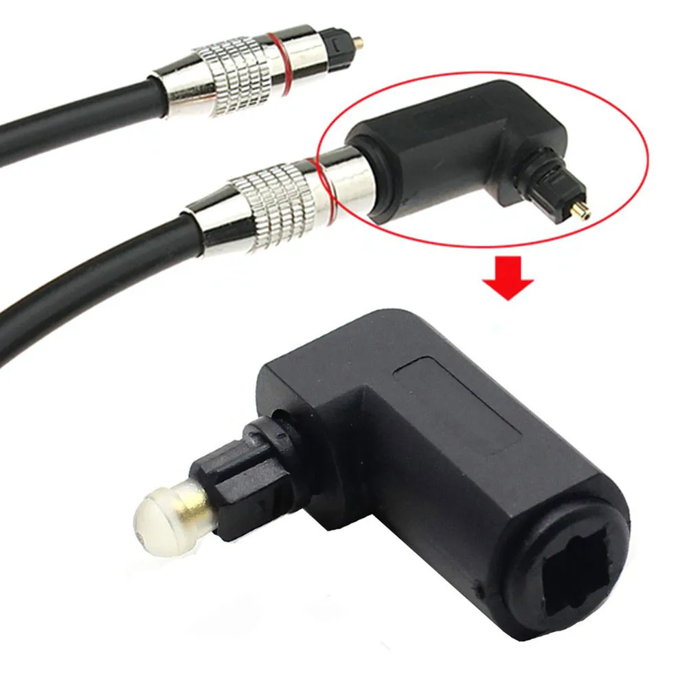 Wholesale Toslink 90 Degree Optical Audio Cable Adapter Male to Female Right Angle 360 Rotates PC TV DVD Stereo Optical Cable