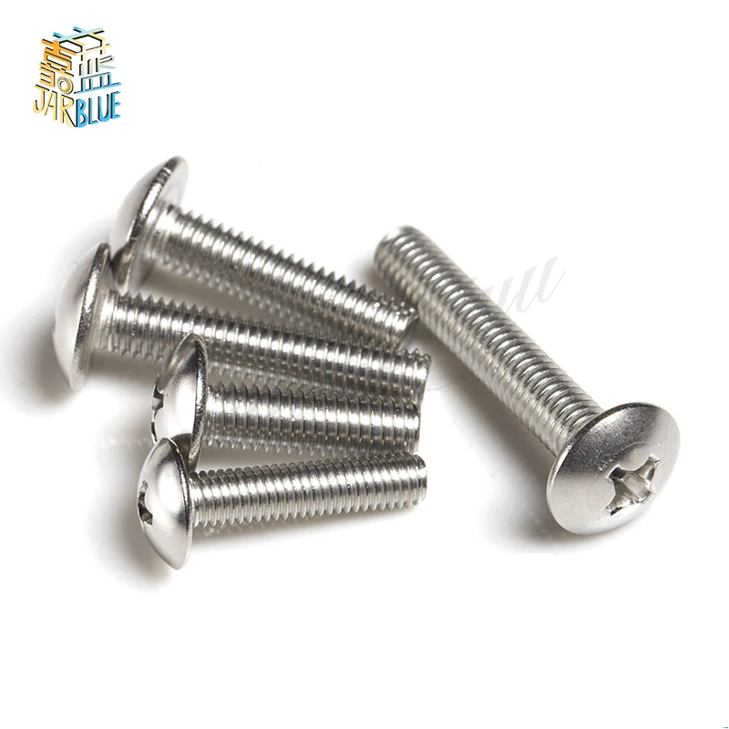 10Pcs 4#-40/ 6#-32 /8#-32/10#-24 *L  UNC 304 A2-70 stainless steel  Phillips Truss Head Large Flat Round Cross Screw Bolt