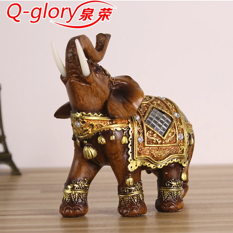 Resin Elephant Figurines Souvenir Gifts Trunk Up Fengshui Lucky Elephant crafts Garden Decoration Living Room Ornaments