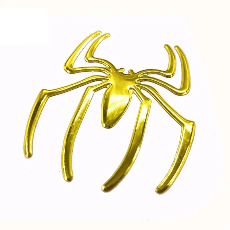 1 pair Cool Spider 3D Car Sticker Soft PVC Chromed Emblem Badge Auto Decal Decoration Accessories Sticker Black silvery