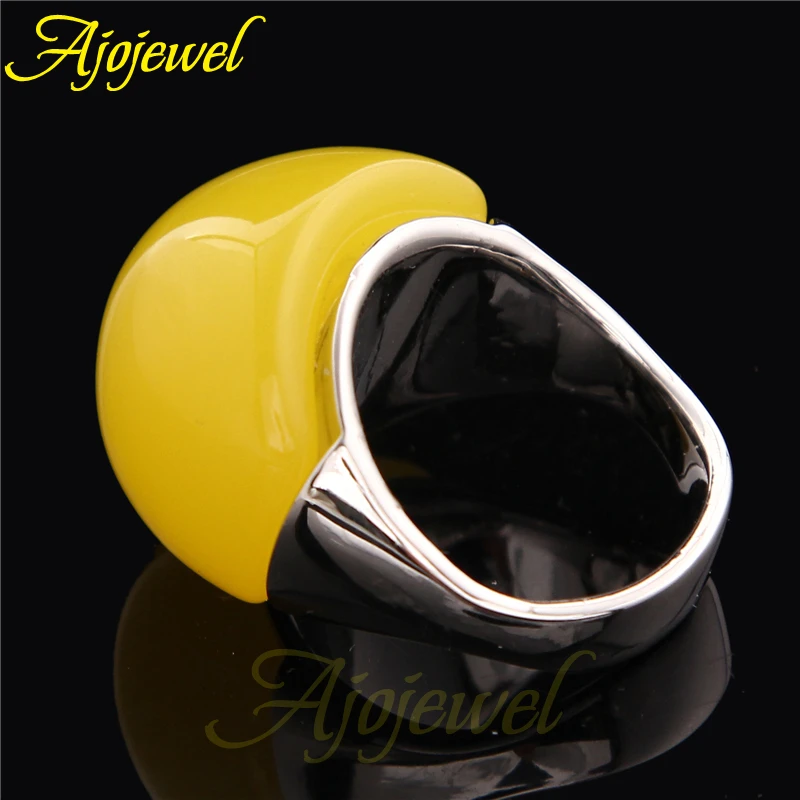 Ajojewel Big Yellow Semi-Precious Stone Rings For Men and Women Brand Fashion Meus Pedidos Jewelry