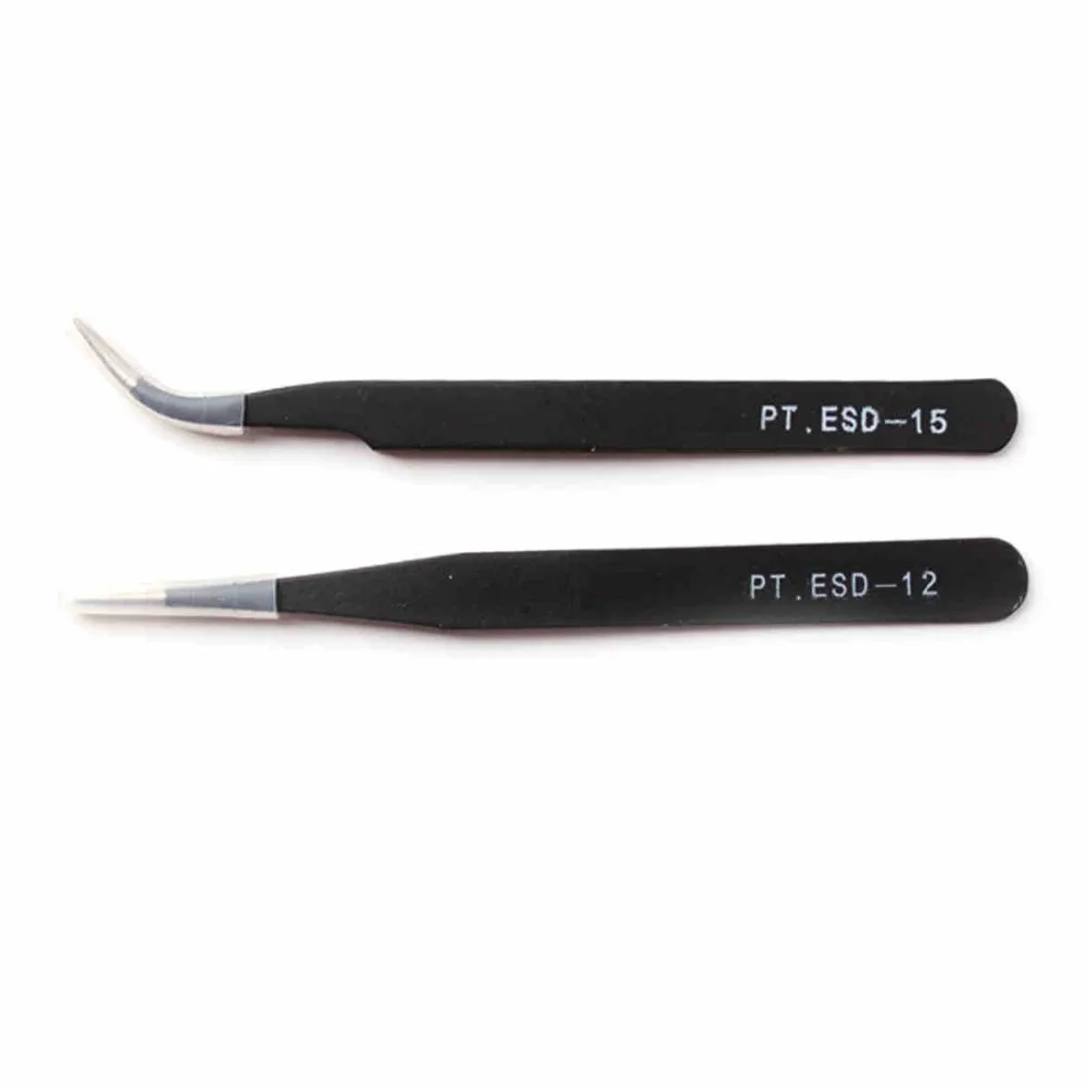 Professional Eyelash Extension Tweezers Black Stainless Steel Anti-Static False Eyelash Tweezer Excellent Closure Makeup Tool