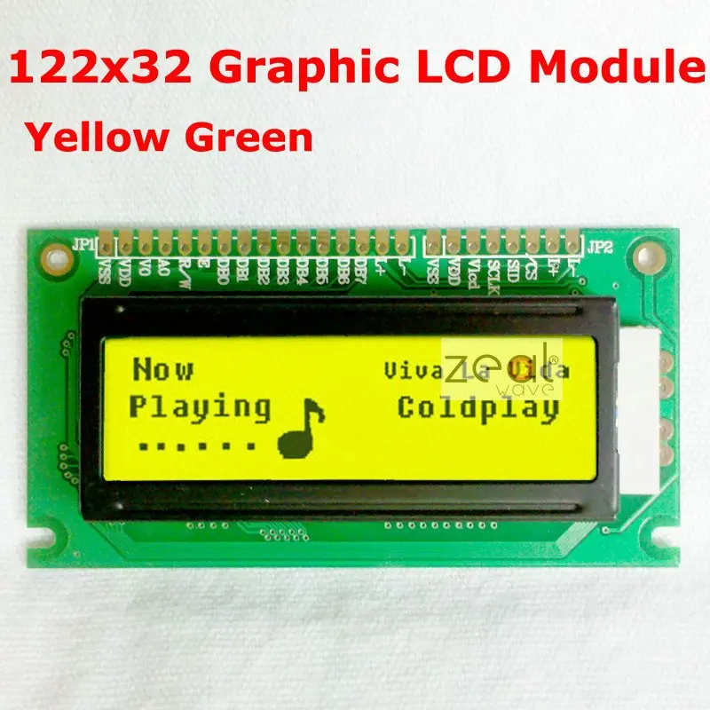 122x32 12232 122*32 Graficzny Igłowe Moduł LCD Żółty Zielony Podświetlenie LED ST7920