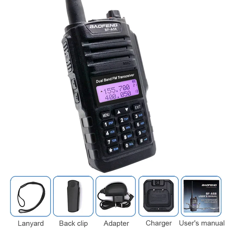 Baofeng BF-A58 Waterproof Walkie Talkie Ham CB Amateur Radio Station Dual Band UHF VHF HF Transceiver Radio Scanner BF A58 PMR