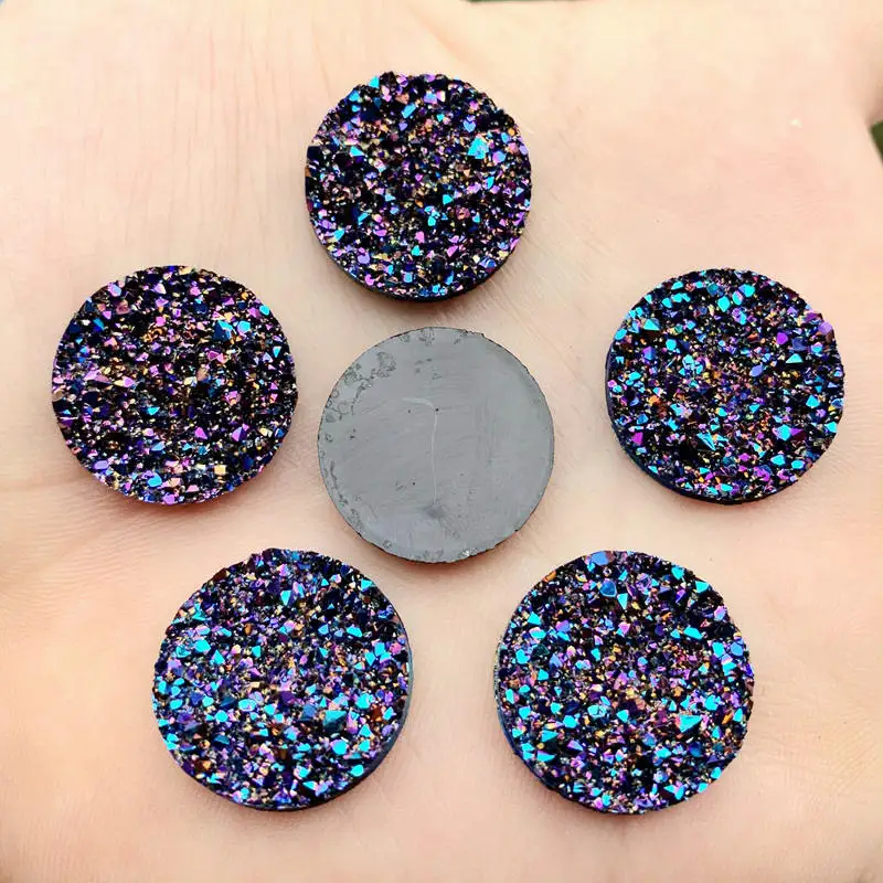 New Fashion 20mm 15pcs/Lot AB Colors Natural ore Style Flat back Resin Cabochons For Bracelet Earrings accessories -A58