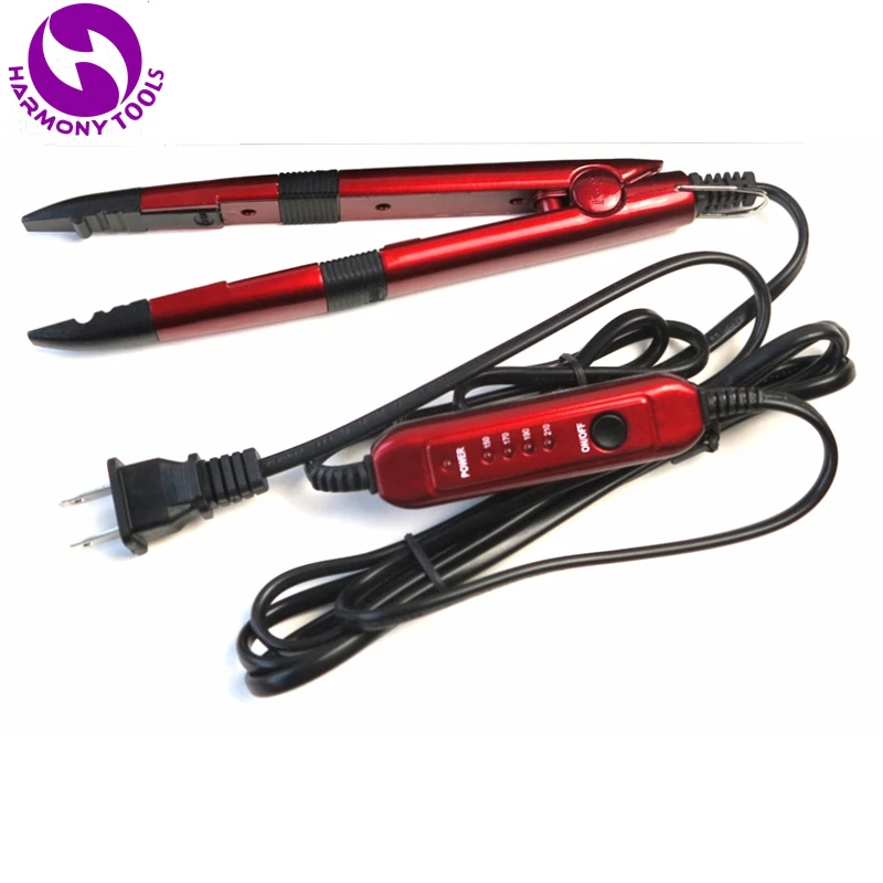 3pcs Red color Hair Extension Iron Keratin Bonding Tools FOR Salon&Home Use Adjustable Temperature Fusion Heat Connector