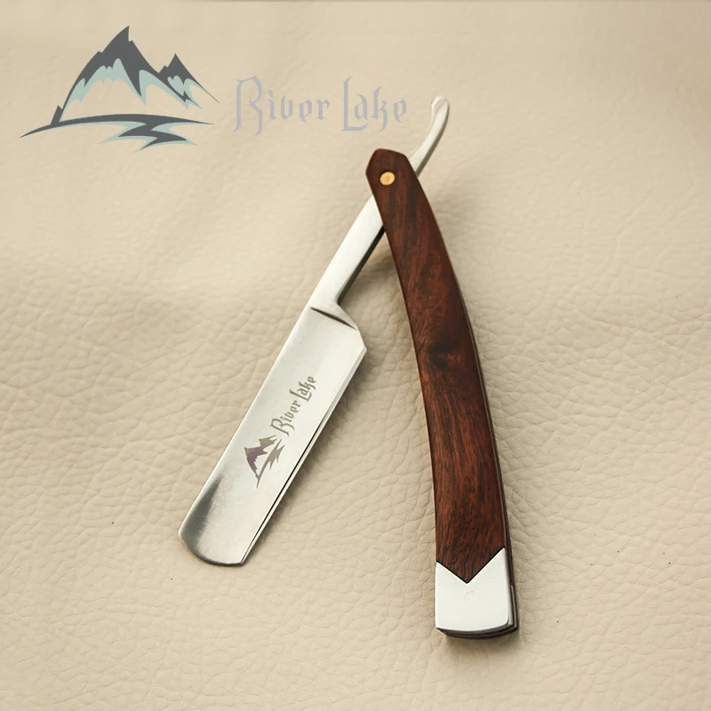 River lake barber shaving straight razor set straight razor shaving Handle razor hand made wooden handle  leather razor strop