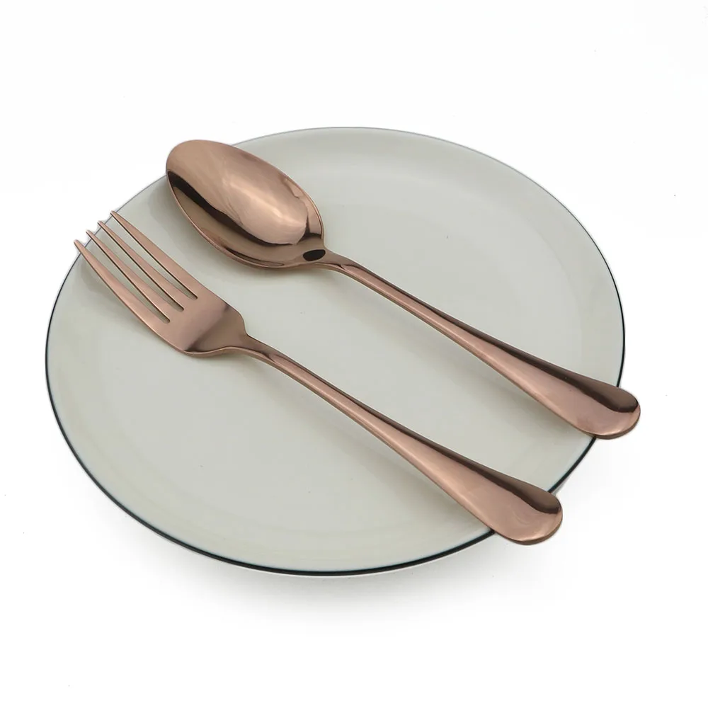 2Pcs Spoon Fork Set Dinnerware Gold Cutlery Stainless Steel Dinner Set Rose Gold Cutleries Tableware set Dinner Fork
