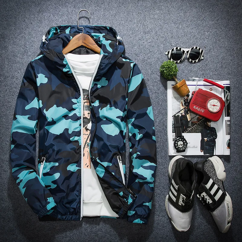 

New Fashion Brand Camouflage Jacket Men Plus Size Camo Hooded Windbreaker Jackets Military Canvas Jacket Parka Streetwear