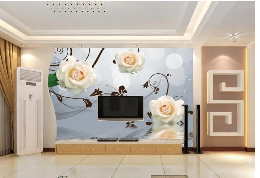 

Wallpaper murals flowers Rose reflection Living room TV backdrop bedroom 3d photo wallpaper Home Decoration