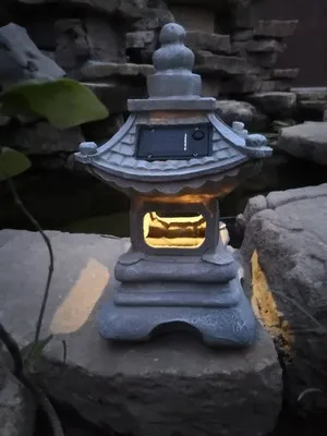 Imagem -03 - Lâmpada Solar de Resina para Pátio ao ar Livre Lanternas Estilo Japonês Lanterna para Palácio Luzes de Paisagem Decoração de Jardinagem Zen