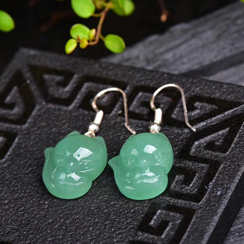 Wholesale Natural Crystal Earrings Caved Fox Drop Earrings Lucky For Women Girl Gift Crystal Fashion Jewelry