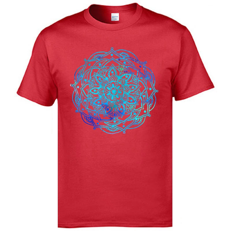 Classic Mandala Pattern Mens Tshirts High Quality Short Sleeve Casual Slim Fit Tops T Shirt Flower Print Buddha OM T-Shirts