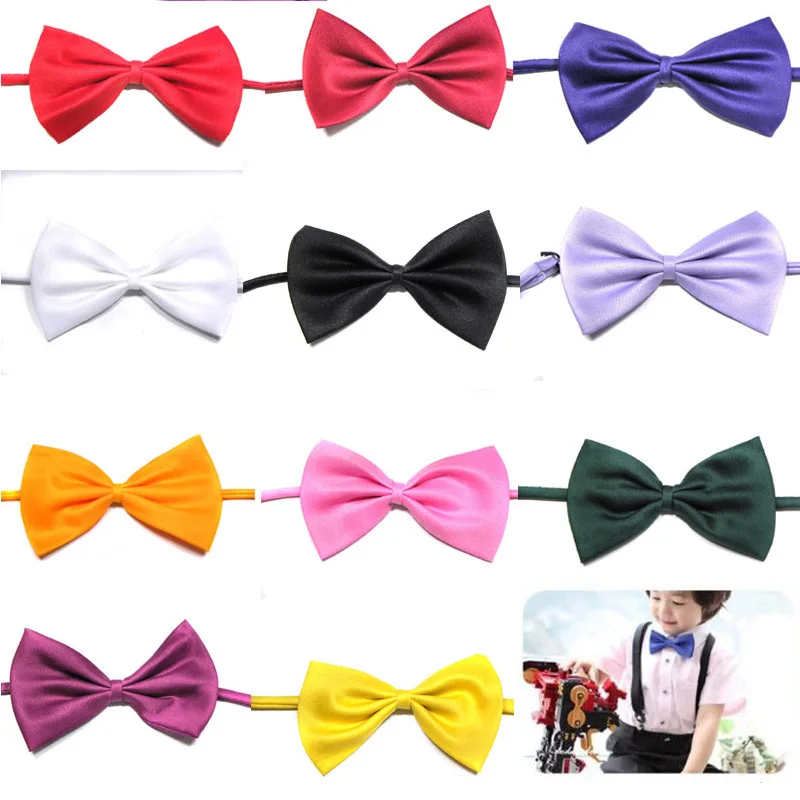 Hot Selling Kids fashion tuxedo bow tie Girls red and black groom marry groomsmen wedding party colorful Solid butterfly cravats