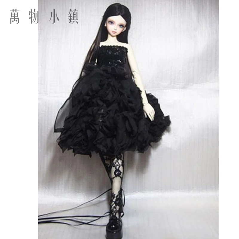 

New Black Lace Evening Dress With Sequins for BJD Girl 1/3 1/4 MSD Doll Clothes