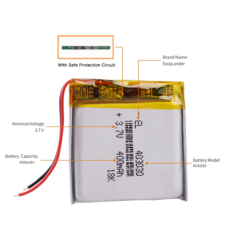 3 pçs/lote 3.7 V 400 mAh 403030 células Li-Po Bateria de iões de lítio Recarregável de Polímero de Lítio Para celular bluetooth mp3 MP4 MP5 GPS PSP