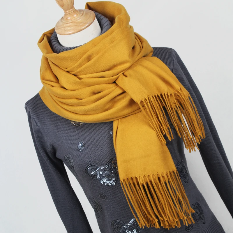 Women solid color cashmere scarves with tassel lady winter thick warm scarf high quality female shawl hot sale YR001