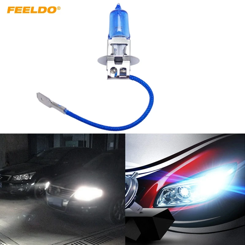 FEELDO 2PCS Car H3 100W 12V White Car FogLights HalogenBulb Car Headlight Bulbs Lamp Car Light Source Parking #HQ2028