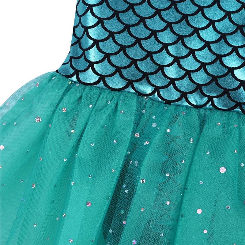 YiZYiF-vestido con purpurina para niñas, Traje de Ballet con estampado de escamas, leotardo de gimnasia, tutú de Ballet, para baile