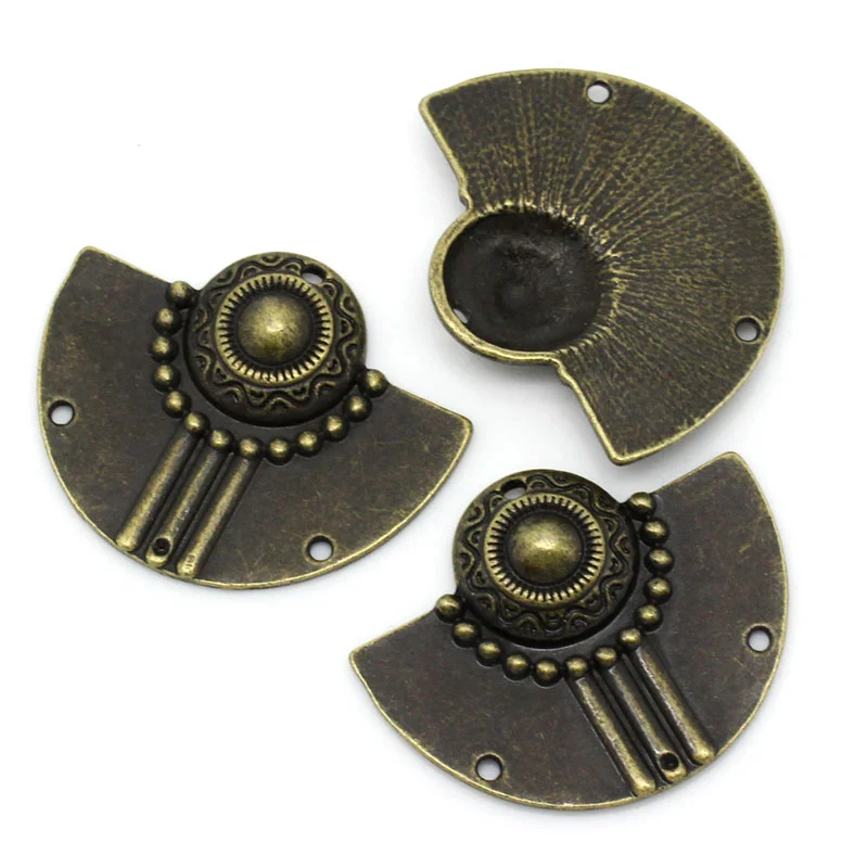 DoreenBeads Connectors Findings Antique Bronze 3 Holes Pattern Carved 3.7x3cm,10PCs (B25653), yiwu