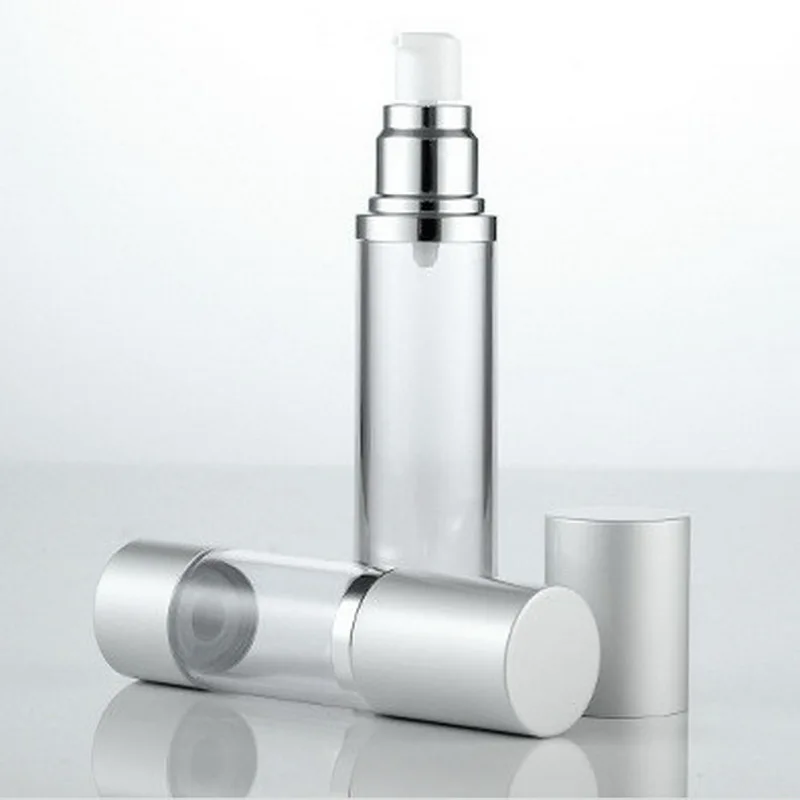 30PCS/lot 30ml 50ml Aluminum Glass Emulsion Essence Bottle Acrylic Sub-bottling Perfume Bottle Cosmetic Vacuum Flask Pump Bottle