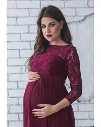 Maternity Dress 2024 Pregnancy Clothes Pregnant Women Lady Elegant Vestidos Lace Party Formal Evening Dress DS19