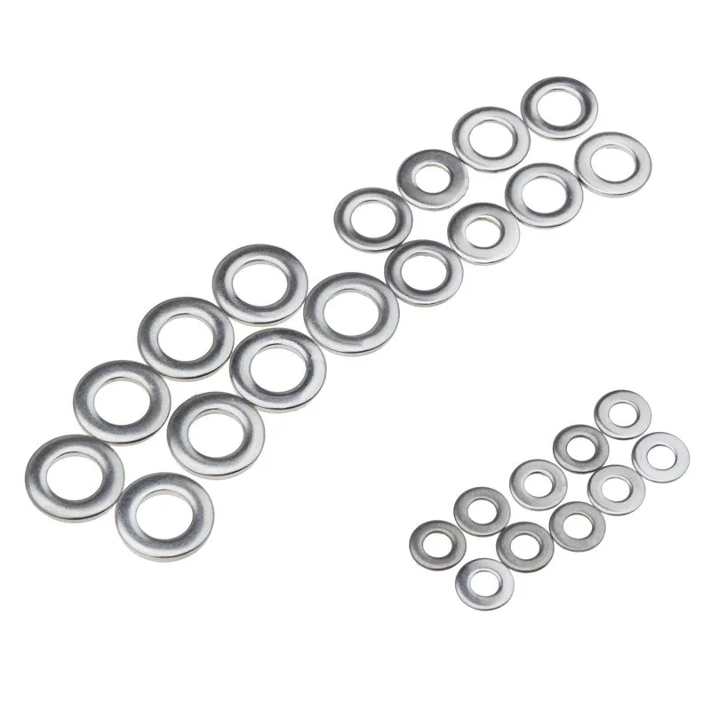 

105PCS M3/M4/M5/M6/M8/M10 304 Stainless Steel Washers 6Sizes Plain Washers Metric Flat Gasket Kit Assortment for Hardware