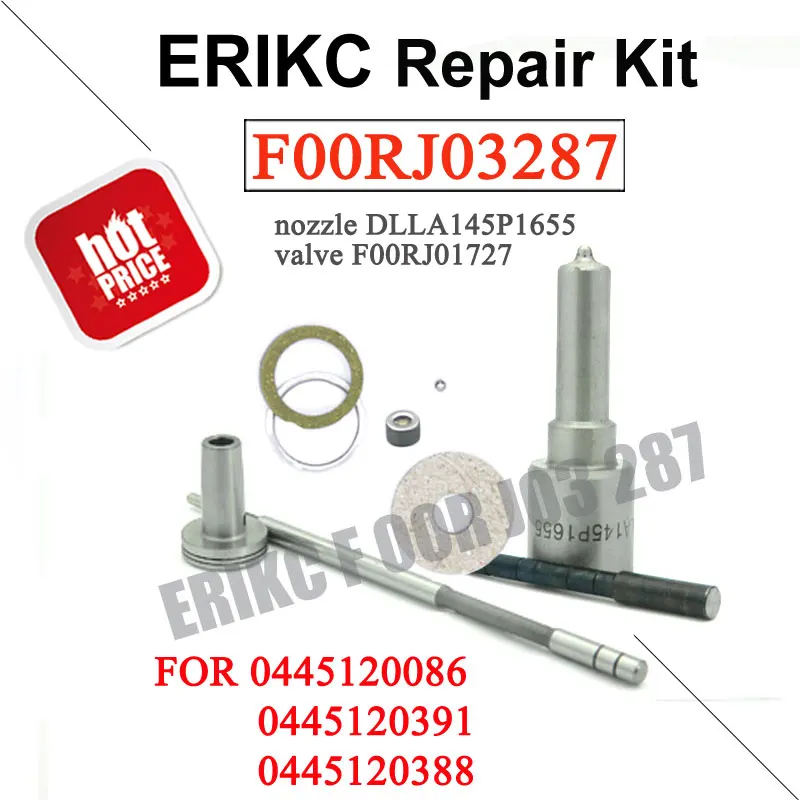 ERIKC CRIN Overhaul Kit F00RJ03287 Genuine Fuel Injector Spare Parts Nozzle DLLA145P1655 Valve F00RJ01727 for WEICHAI WD10 WP10