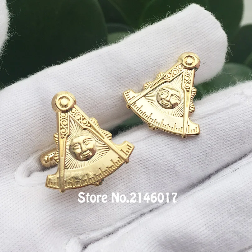 Past Master Masonic Cuff links Fellow Craft Free Masons Cufflink Mens Blue Lodge Freemason Clothing Button Gold Color