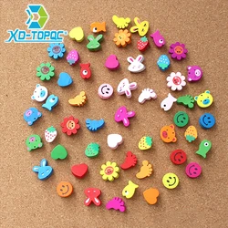 10/25/50pcs Cartoon Thumbtacks Push Pins Random Colored Map Photos Wooden Pin Board Cork Board For Office School Supplies