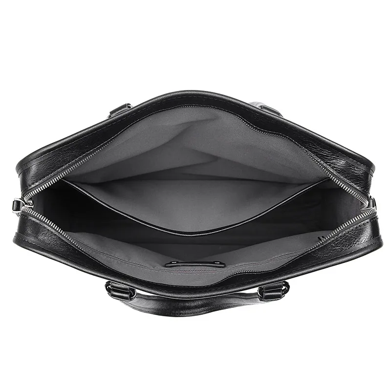 Nesitu-maletín de cuero genuino para ordenador portátil de 14 pulgadas para hombre, bolsa de mensajero de hombro para negocios, de alta calidad, color negro, M7402