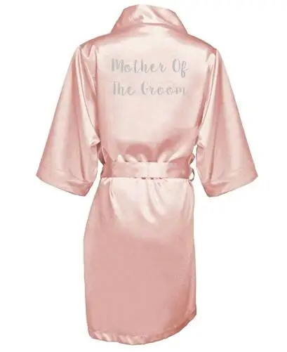 dark pink robe silver letter kimono satin pajamas wedding robe bridesmaid sister mother of the bride robes