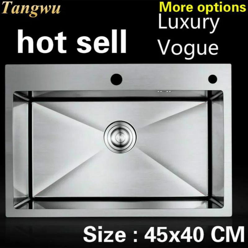 

Free shipping Hot sell household vogue small kitchen manual sink single trough durable food grade 304 stainless steel 45x40 CM